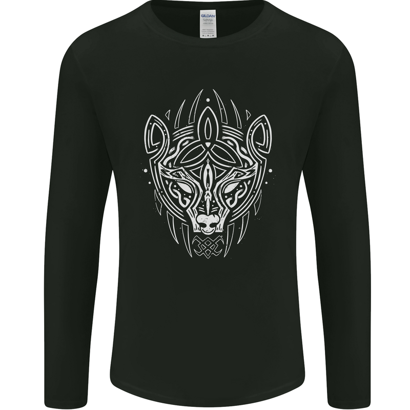 Viking Bear Symbols With Valknut Symbol Mens Long Sleeve T-Shirt Black