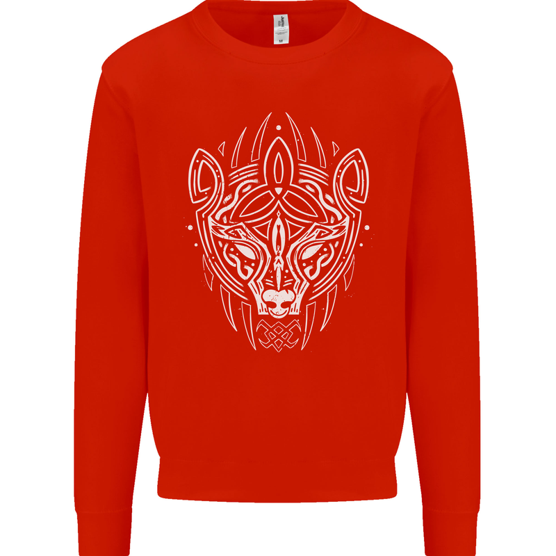 Viking Bear Symbols With Valknut Symbol Mens Sweatshirt Jumper Bright Red