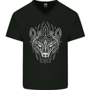 Viking Bear Symbols With Valknut Symbol Mens V-Neck Cotton T-Shirt Black