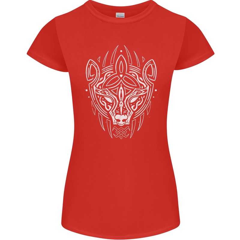 Viking Bear Symbols With Valknut Symbol Womens Petite Cut T-Shirt Red