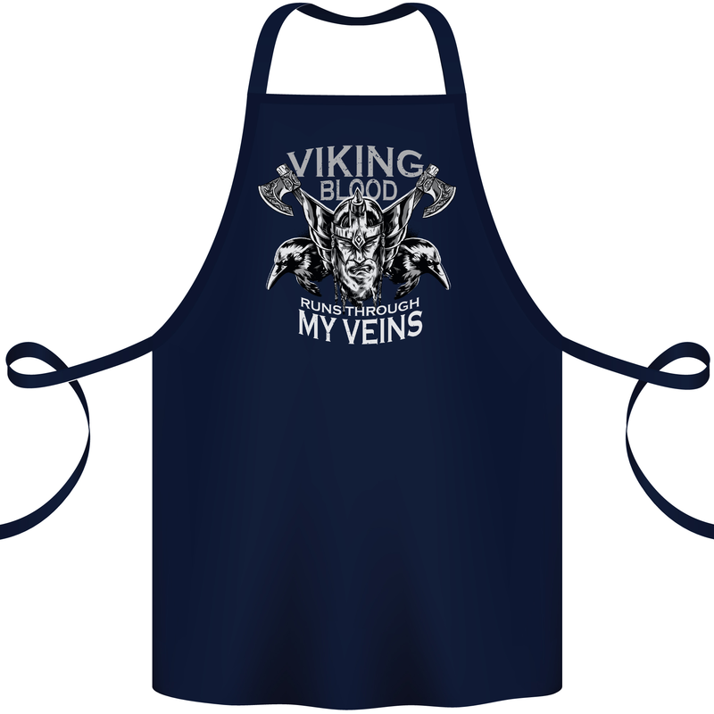 Viking Blood Odin Valhalla Norse Mythology Cotton Apron 100% Organic Navy Blue