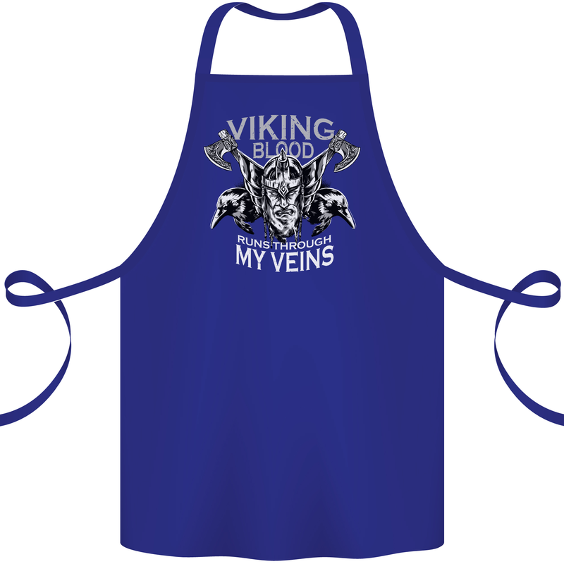Viking Blood Odin Valhalla Norse Mythology Cotton Apron 100% Organic Royal Blue
