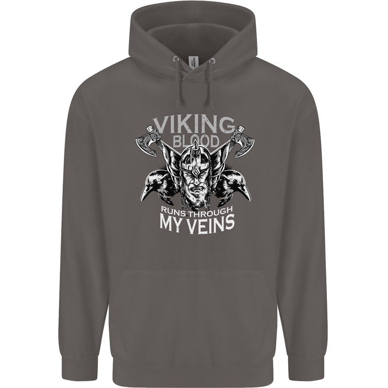 Viking Blood Odin Valhalla Norse Mythology Mens 80% Cotton Hoodie Charcoal