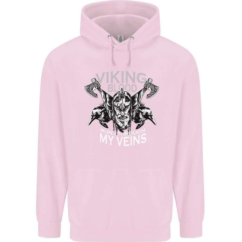 Viking Blood Odin Valhalla Norse Mythology Mens 80% Cotton Hoodie Light Pink