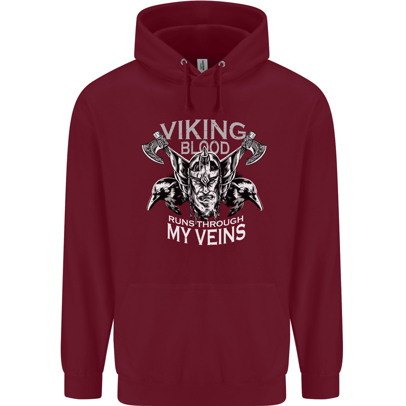 Viking Blood Odin Valhalla Norse Mythology Mens 80% Cotton Hoodie Maroon
