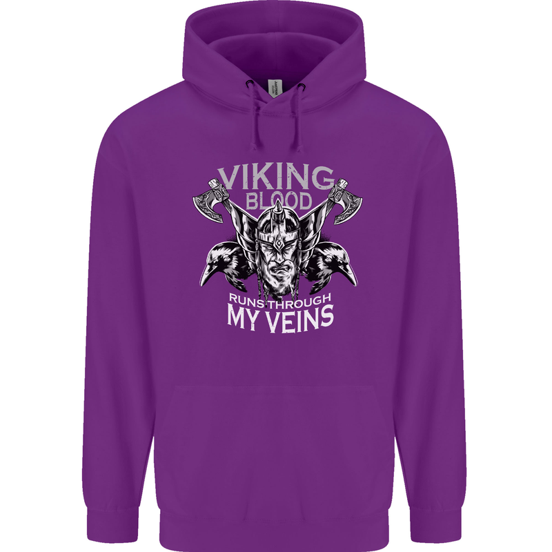 Viking Blood Odin Valhalla Norse Mythology Mens 80% Cotton Hoodie Purple