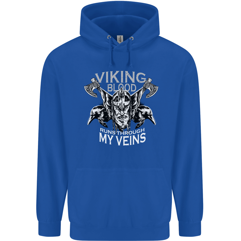 Viking Blood Odin Valhalla Norse Mythology Mens 80% Cotton Hoodie Royal Blue