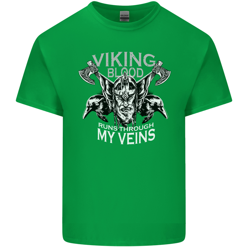 Viking Blood Odin Valhalla Norse Mythology Mens Cotton T-Shirt Tee Top Irish Green