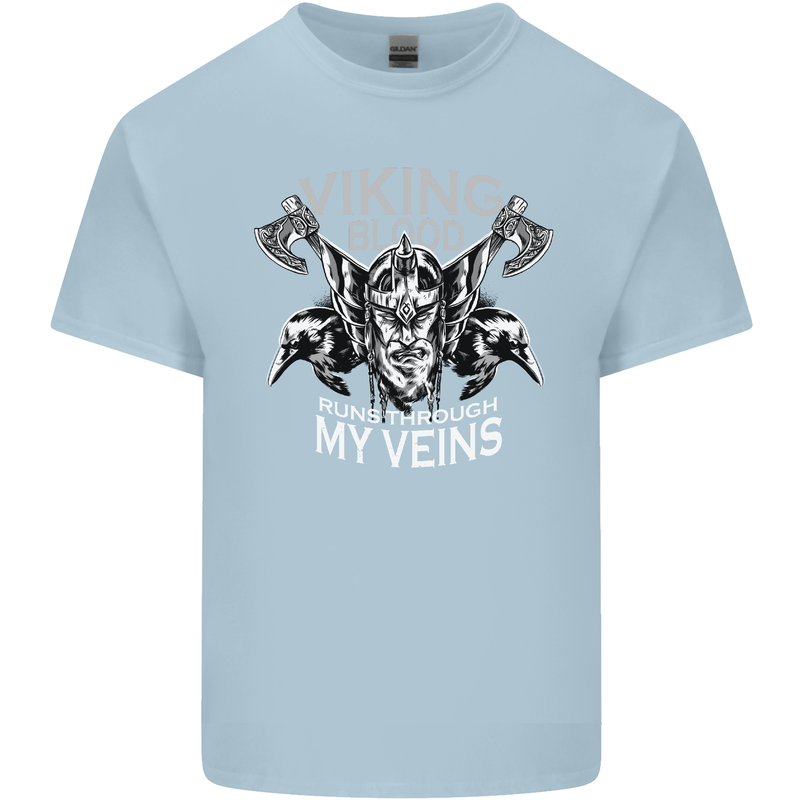 Viking Blood Odin Valhalla Norse Mythology Mens Cotton T-Shirt Tee Top Light Blue