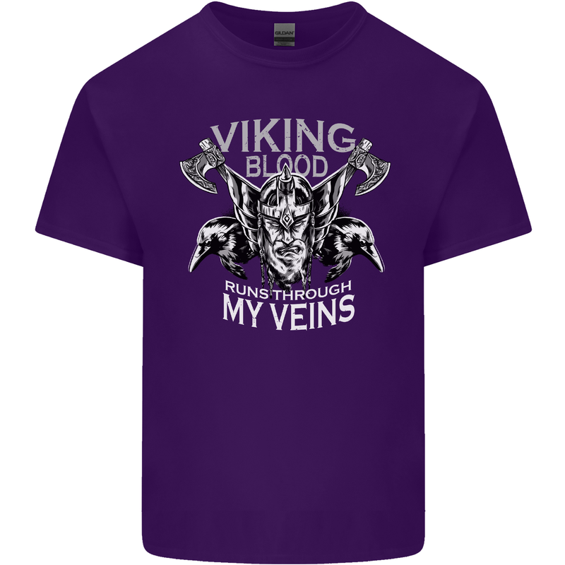 Viking Blood Odin Valhalla Norse Mythology Mens Cotton T-Shirt Tee Top Purple