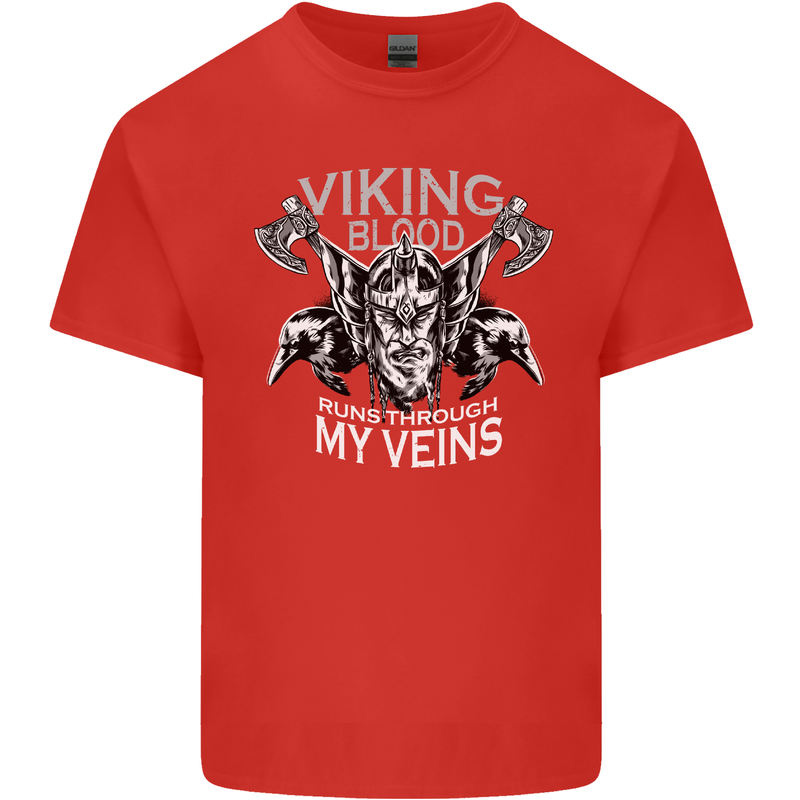 Viking Blood Odin Valhalla Norse Mythology Mens Cotton T-Shirt Tee Top Red