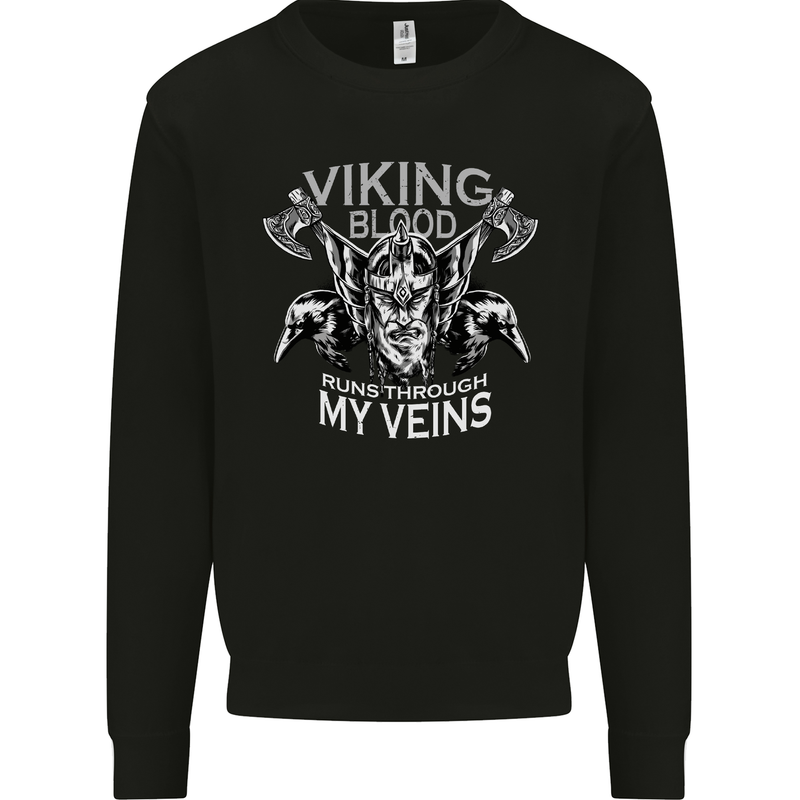 Viking Blood Odin Valhalla Norse Mythology Mens Sweatshirt Jumper Black