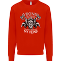 Viking Blood Odin Valhalla Norse Mythology Mens Sweatshirt Jumper Bright Red