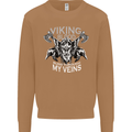 Viking Blood Odin Valhalla Norse Mythology Mens Sweatshirt Jumper Caramel Latte