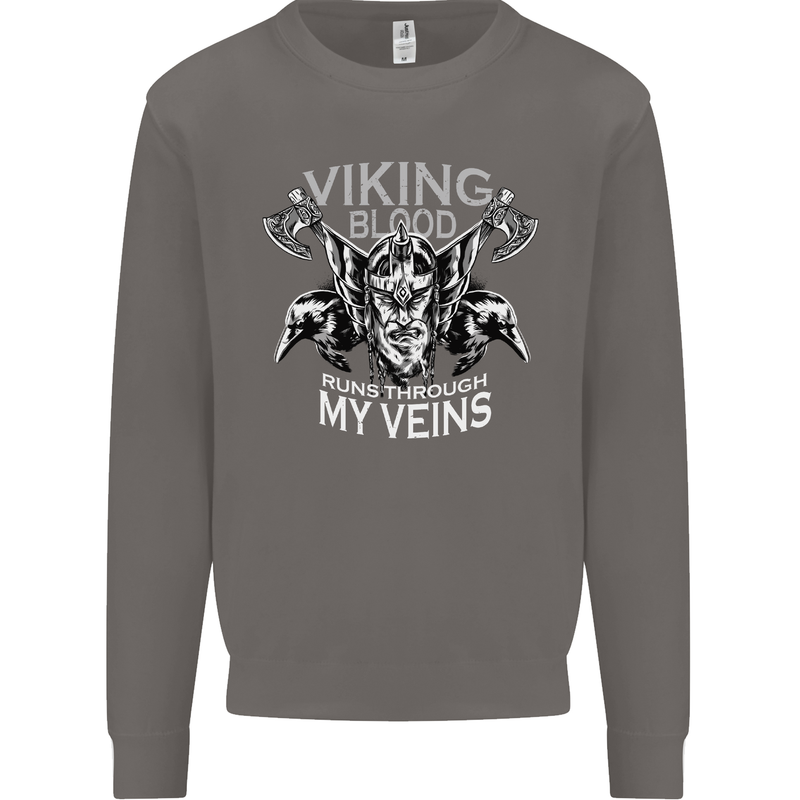 Viking Blood Odin Valhalla Norse Mythology Mens Sweatshirt Jumper Charcoal