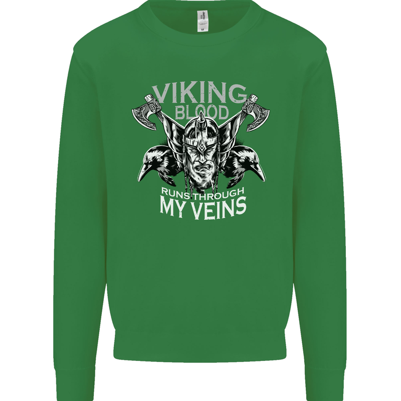 Viking Blood Odin Valhalla Norse Mythology Mens Sweatshirt Jumper Irish Green