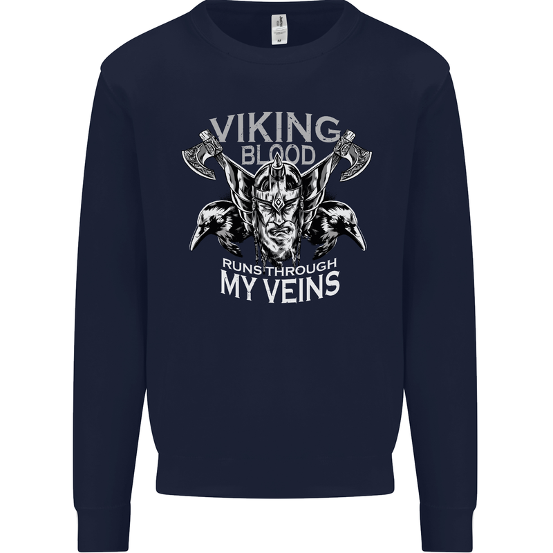 Viking Blood Odin Valhalla Norse Mythology Mens Sweatshirt Jumper Navy Blue