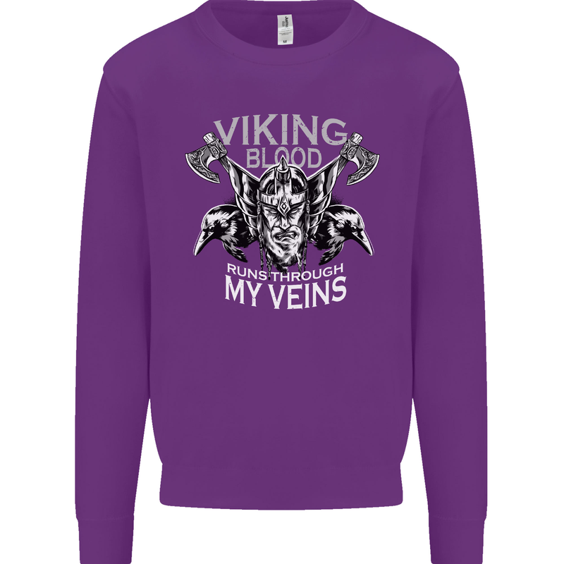 Viking Blood Odin Valhalla Norse Mythology Mens Sweatshirt Jumper Purple