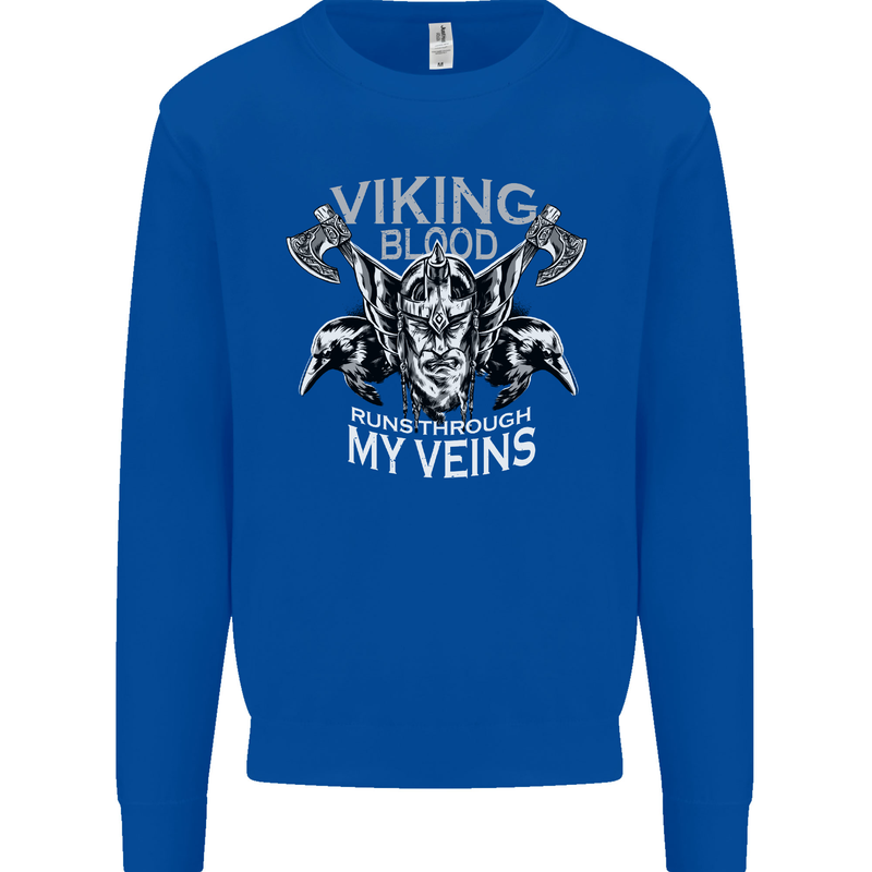 Viking Blood Odin Valhalla Norse Mythology Mens Sweatshirt Jumper Royal Blue