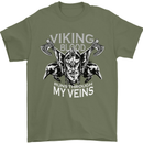 Viking Blood Odin Valhalla Norse Mythology Mens T-Shirt Cotton Gildan Military Green