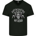 Viking Blood Odin Valhalla Norse Mythology Mens V-Neck Cotton T-Shirt Black