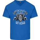 Viking Blood Odin Valhalla Norse Mythology Mens V-Neck Cotton T-Shirt Royal Blue