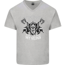 Viking Blood Odin Valhalla Norse Mythology Mens V-Neck Cotton T-Shirt Sports Grey