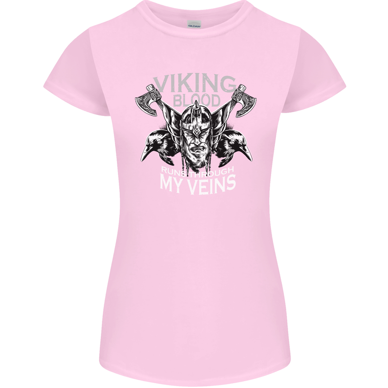 Viking Blood Odin Valhalla Norse Mythology Womens Petite Cut T-Shirt Light Pink