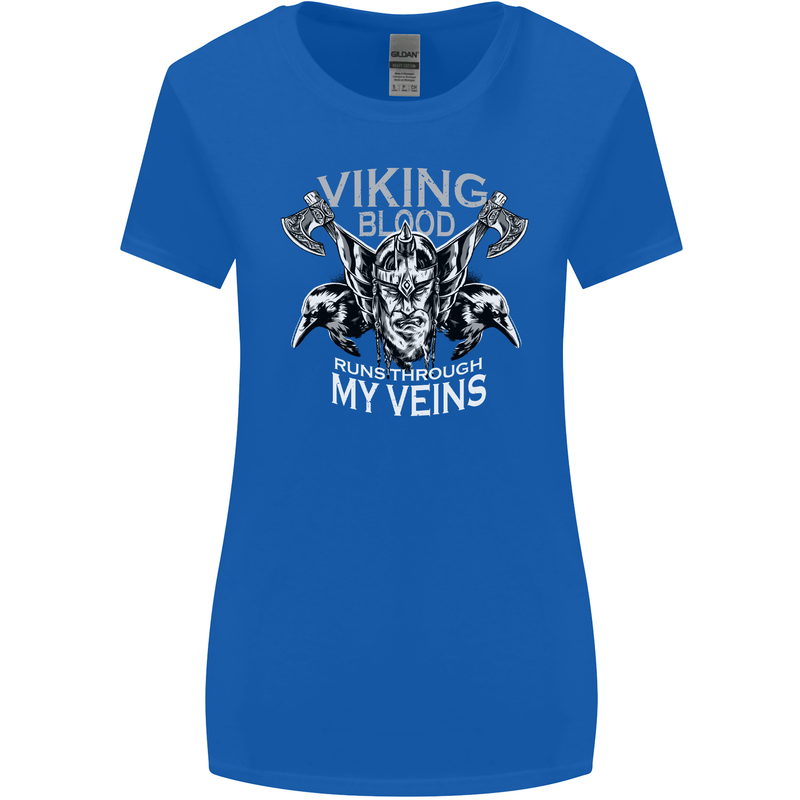 Viking Blood Odin Valhalla Norse Mythology Womens Wider Cut T-Shirt Royal Blue