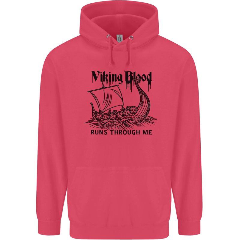 Viking Blood Runs Through Me Ship Sailing Childrens Kids Hoodie Heliconia