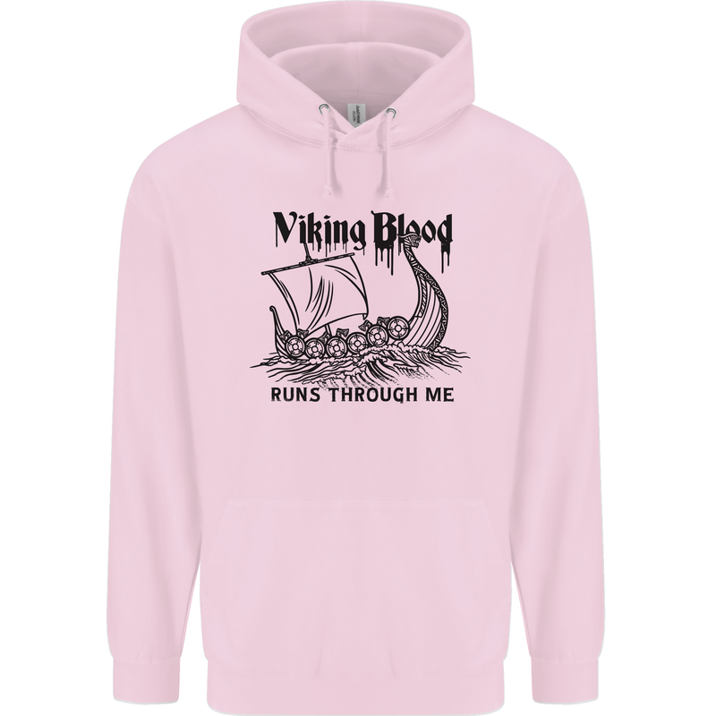 Viking Blood Runs Through Me Ship Sailing Childrens Kids Hoodie Light Pink