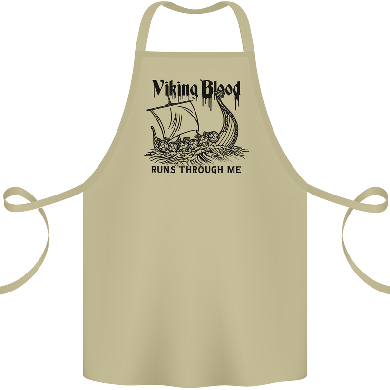 Viking Blood Runs Through Me Ship Sailing Cotton Apron 100% Organic Khaki