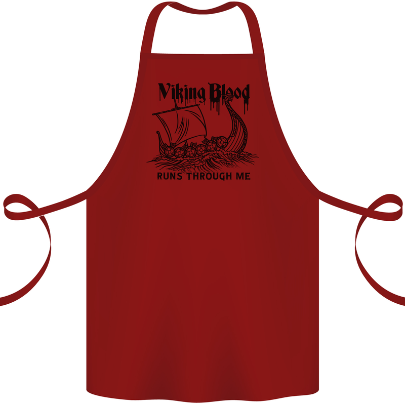 Viking Blood Runs Through Me Ship Sailing Cotton Apron 100% Organic Maroon