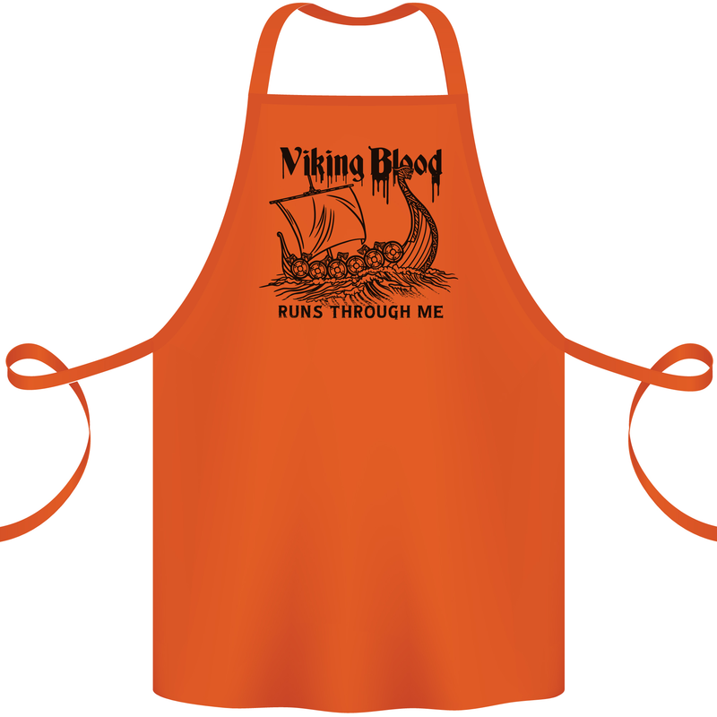 Viking Blood Runs Through Me Ship Sailing Cotton Apron 100% Organic Orange
