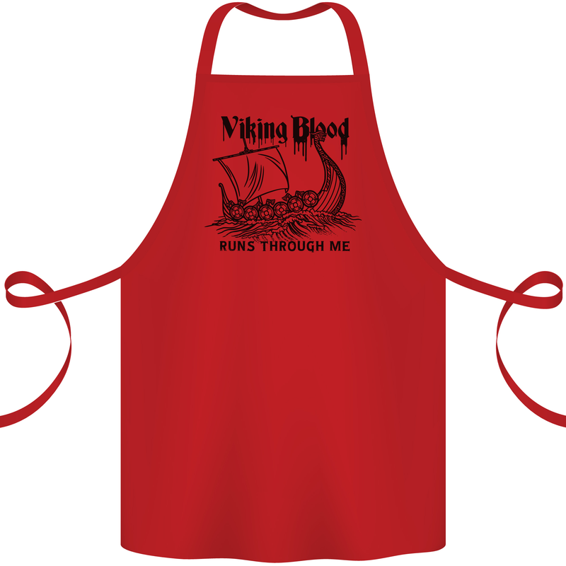 Viking Blood Runs Through Me Ship Sailing Cotton Apron 100% Organic Red