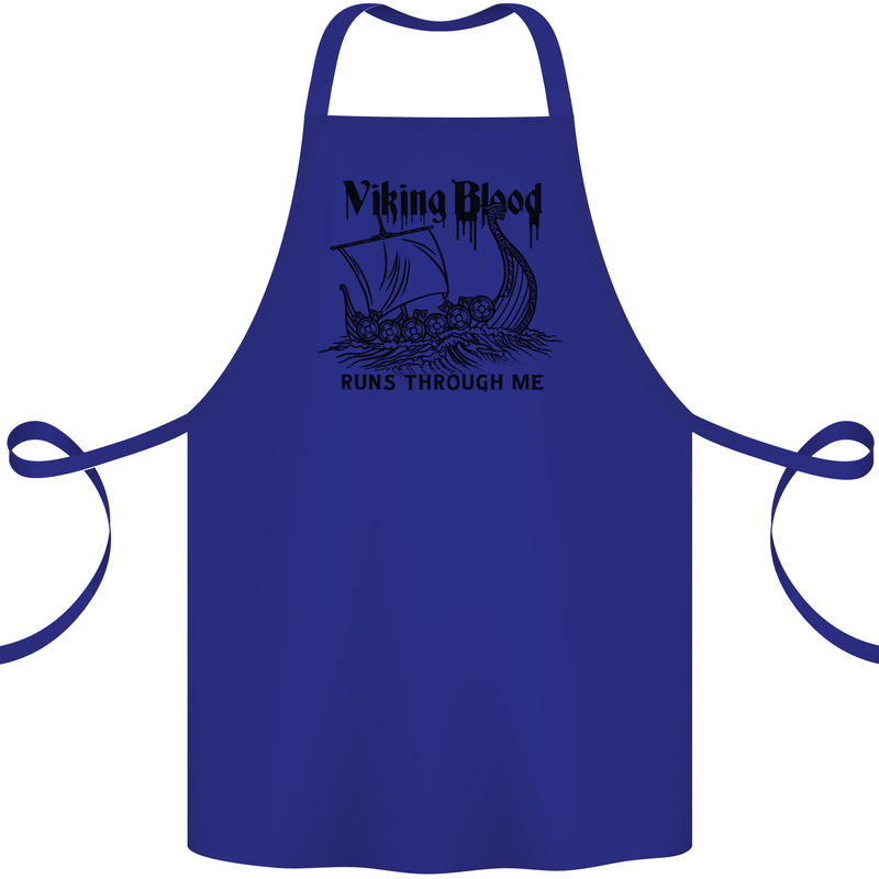 Viking Blood Runs Through Me Ship Sailing Cotton Apron 100% Organic Royal Blue
