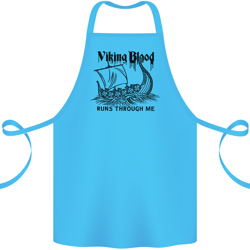 Viking Blood Runs Through Me Ship Sailing Cotton Apron 100% Organic Turquoise
