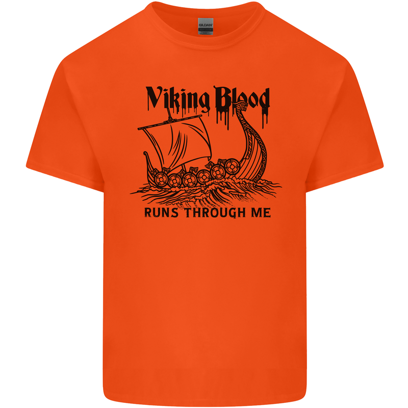 Viking Blood Runs Through Me Ship Sailing Kids T-Shirt Childrens Orange