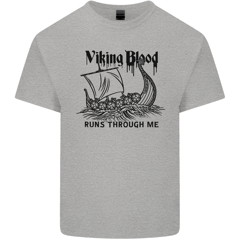 Viking Blood Runs Through Me Ship Sailing Kids T-Shirt Childrens Sports Grey