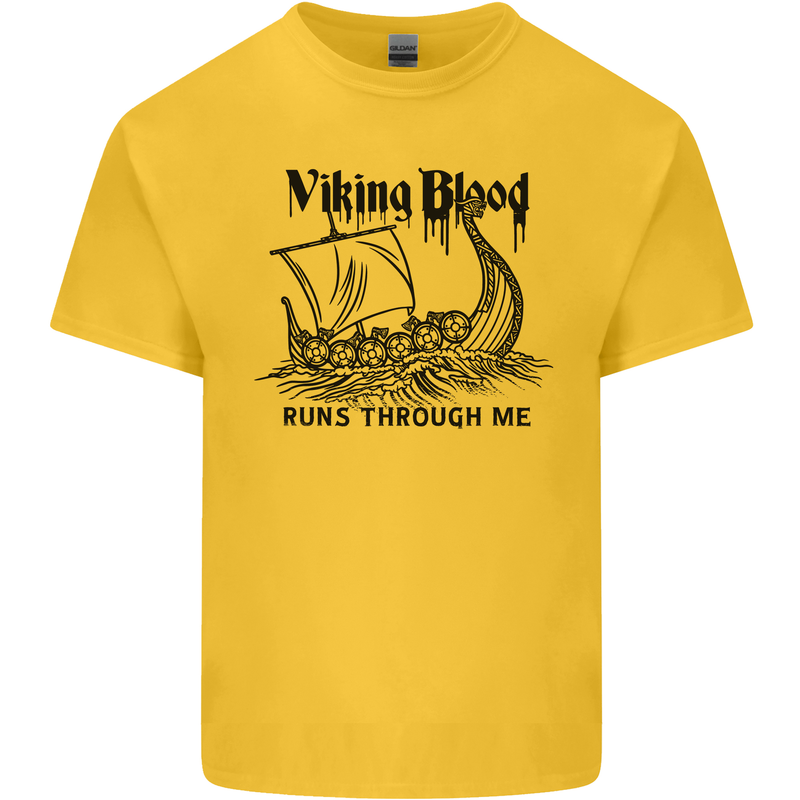 Viking Blood Runs Through Me Ship Sailing Kids T-Shirt Childrens Yellow