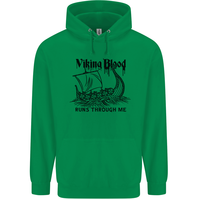 Viking Blood Runs Through Me Ship Sailing Mens 80% Cotton Hoodie Irish Green
