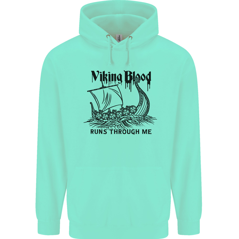 Viking Blood Runs Through Me Ship Sailing Mens 80% Cotton Hoodie Peppermint