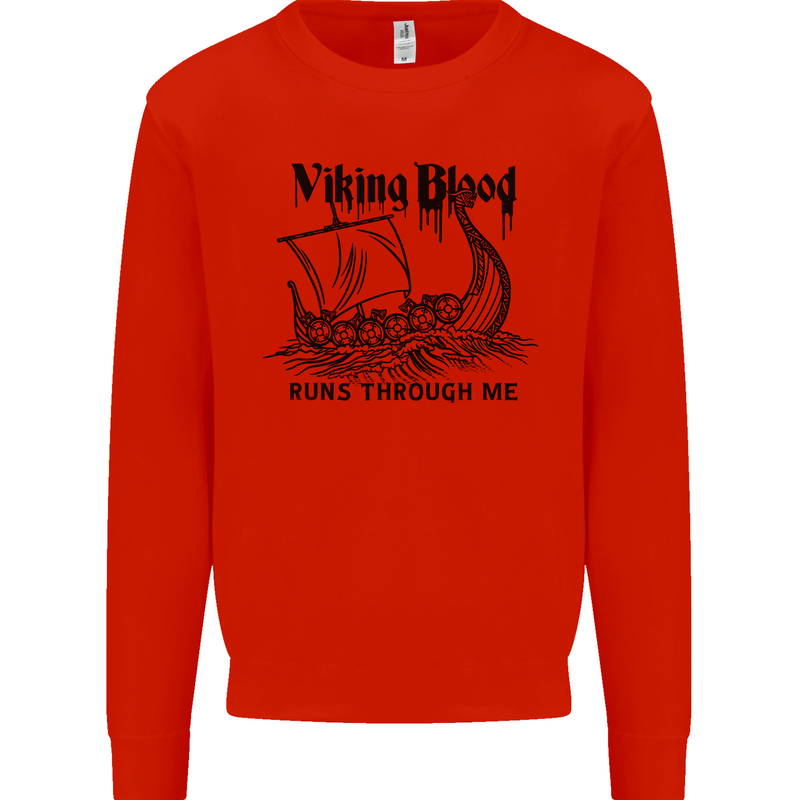 Viking Blood Runs Through Me Ship Sailing Mens Sweatshirt Jumper Bright Red