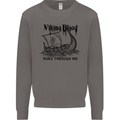 Viking Blood Runs Through Me Ship Sailing Mens Sweatshirt Jumper Charcoal