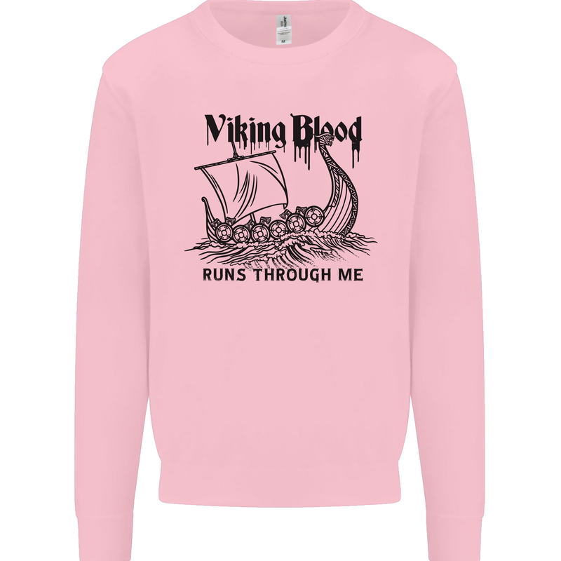 Viking Blood Runs Through Me Ship Sailing Mens Sweatshirt Jumper Light Pink