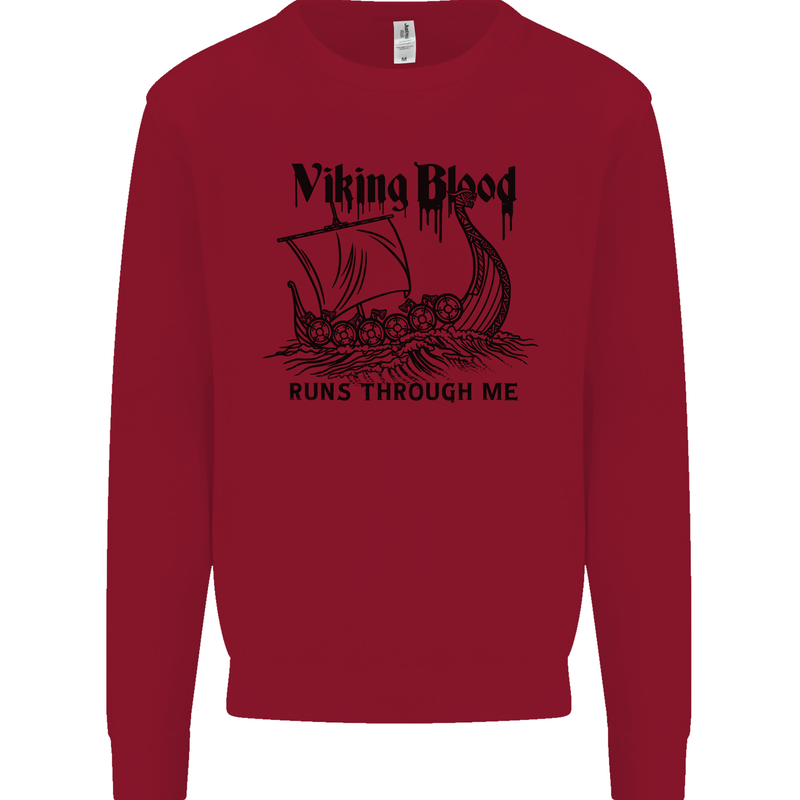 Viking Blood Runs Through Me Ship Sailing Mens Sweatshirt Jumper Red