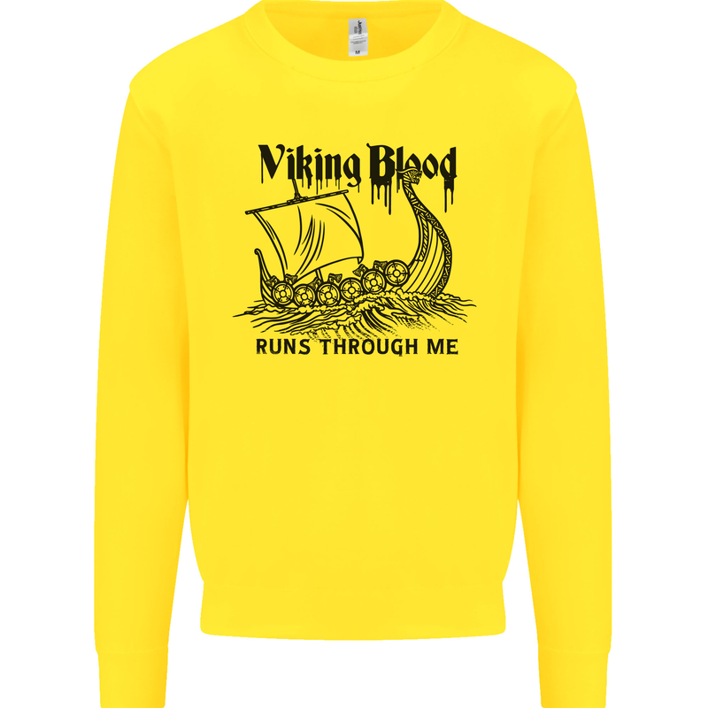 Viking Blood Runs Through Me Ship Sailing Mens Sweatshirt Jumper Yellow