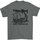Viking Blood Runs Through Me Ship Sailing Mens T-Shirt 100% Cotton Charcoal