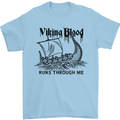 Viking Blood Runs Through Me Ship Sailing Mens T-Shirt 100% Cotton Light Blue