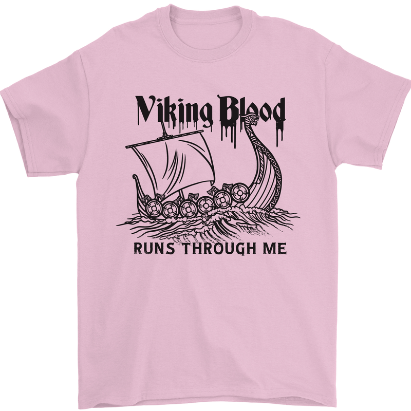 Viking Blood Runs Through Me Ship Sailing Mens T-Shirt 100% Cotton Light Pink